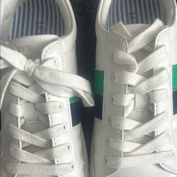 JCrew White Sneakers with Green and Blue Stripes - Picture 8 of 10